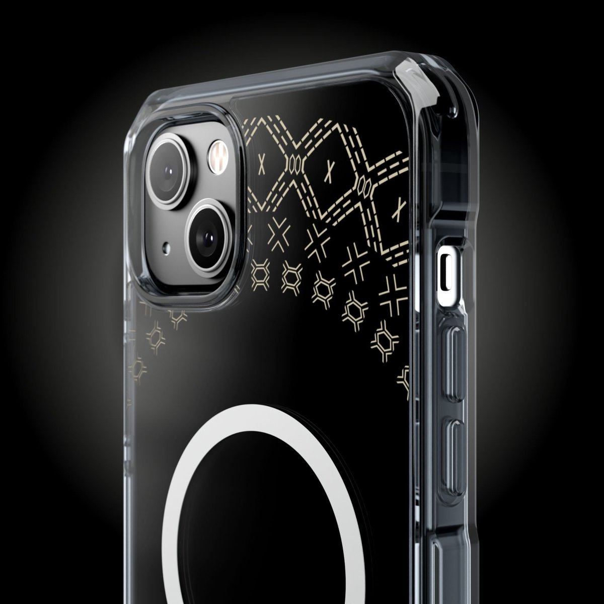 WOYC PasifikaOne MagSafe clear case for iPhone 16 with Samoan Malu design, transparent protective cover for MagSafe compatibility.