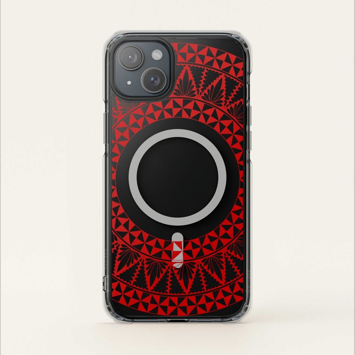 WOYC PasifikaOne MagSafe clear case for iPhone 16 with Tongan Redleaf design, offers protective and stylish phone coverage.