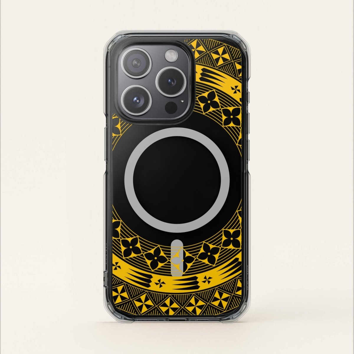 WOYC PasifikaOne MagSafe clear case for iPhone 16 in Tongan Yellow, designed for AU, NZ, and USA models.