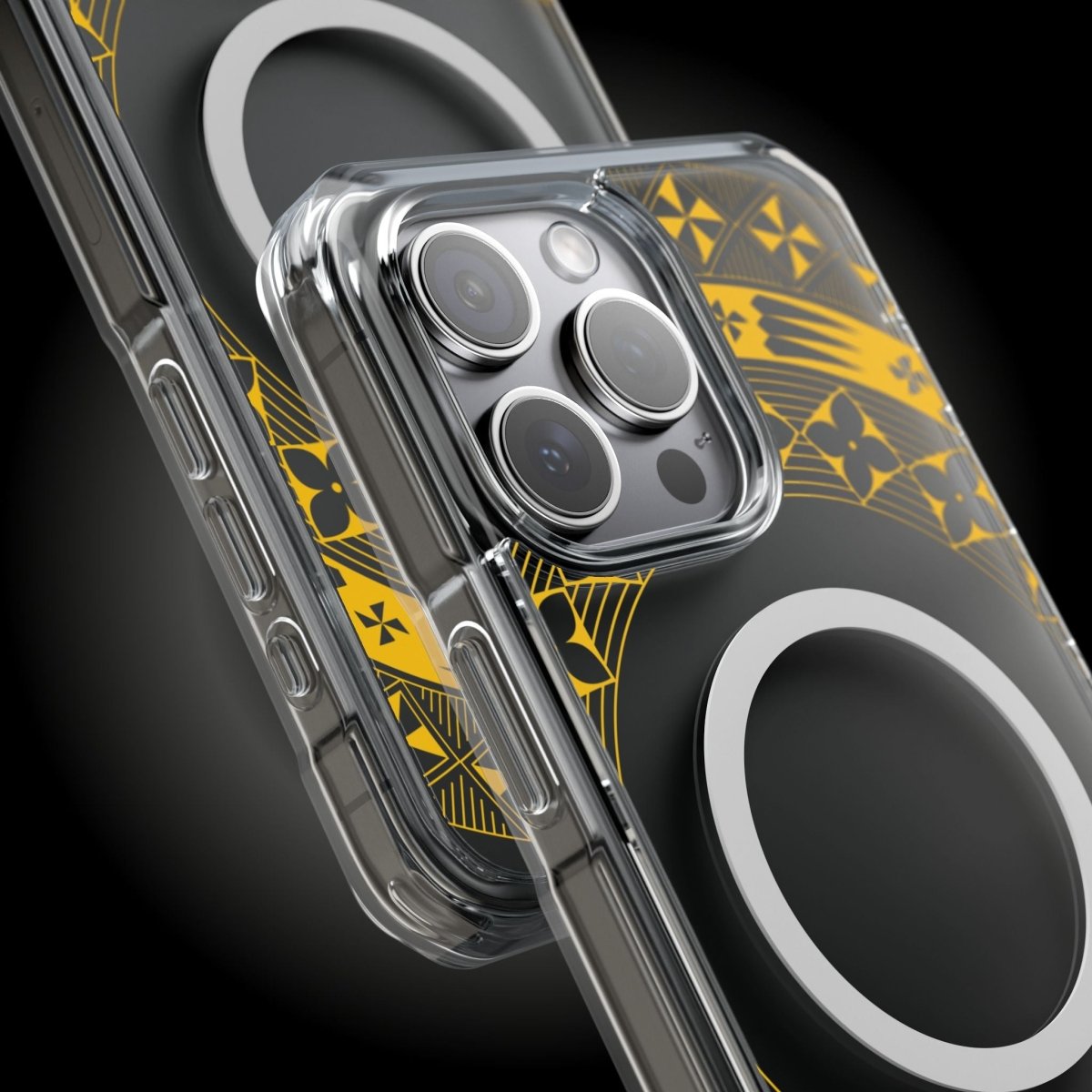 WOYC PasifikaOne MagSafe clear case for iPhone 16 in Tongan Yellow, transparent protective design for AU, NZ, and US models.