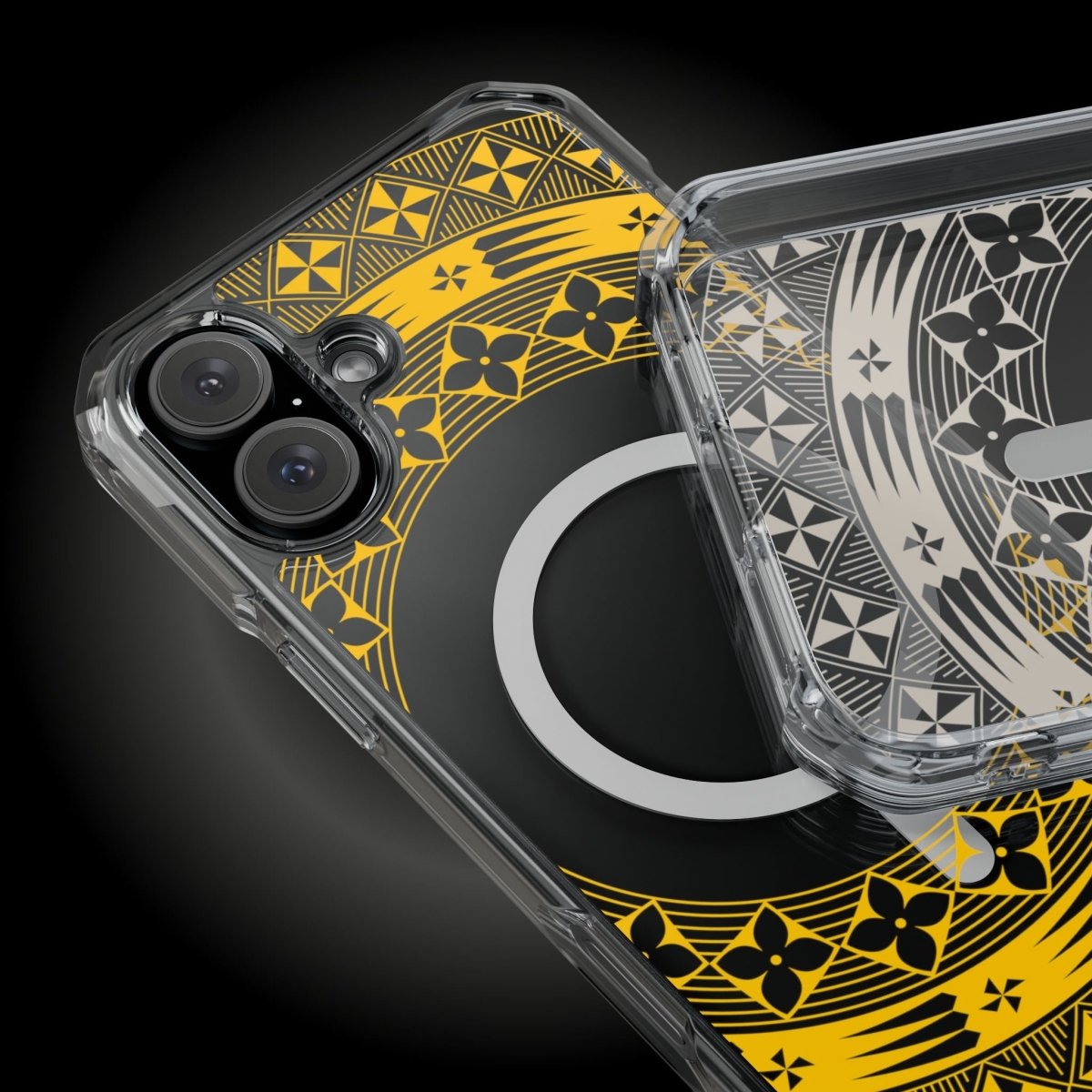 WOYC PasifikaOne MagSafe clear case for iPhone 16 in Tongan Yellow, designed for AU, NZ, and USA models, transparent and protective.