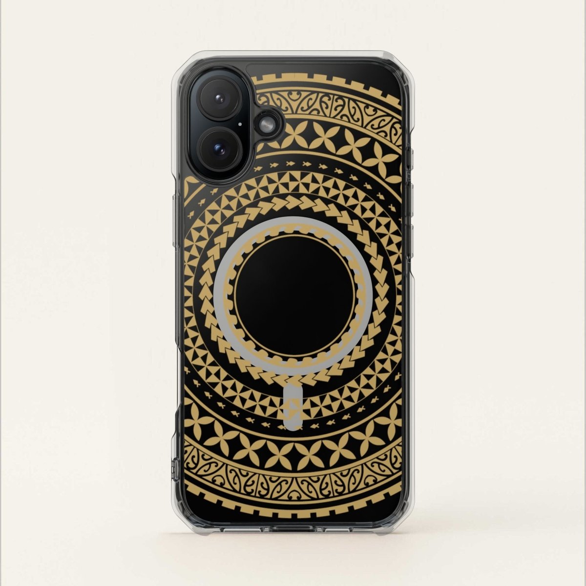 PasifikaOne MagSafe clear case for iPhone 16 in United Gold, showcasing transparent design and MagSafe compatibility.