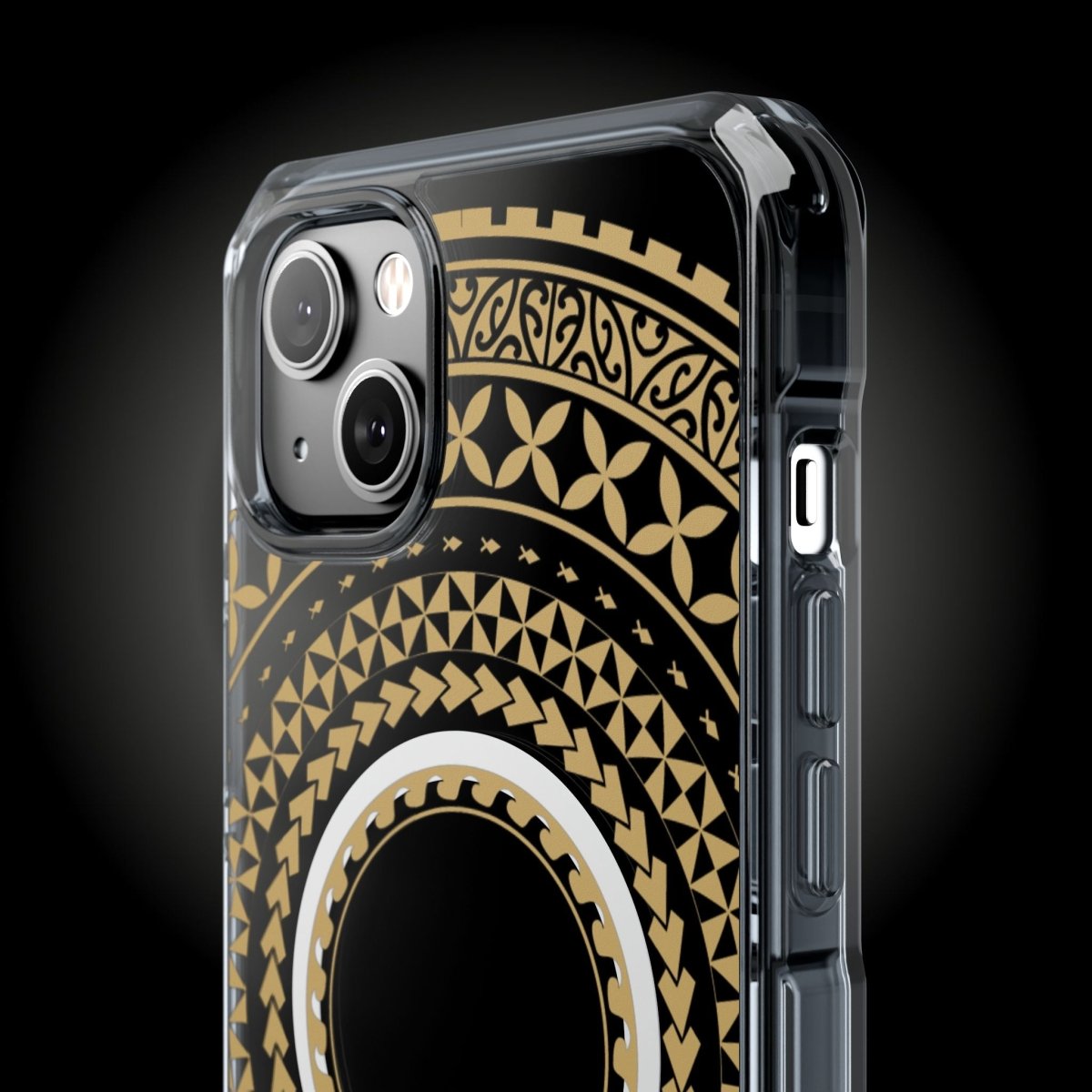 WOYC PasifikaOne MagSafe clear case for iPhone 16 in United Gold, showing transparent design and MagSafe compatibility.