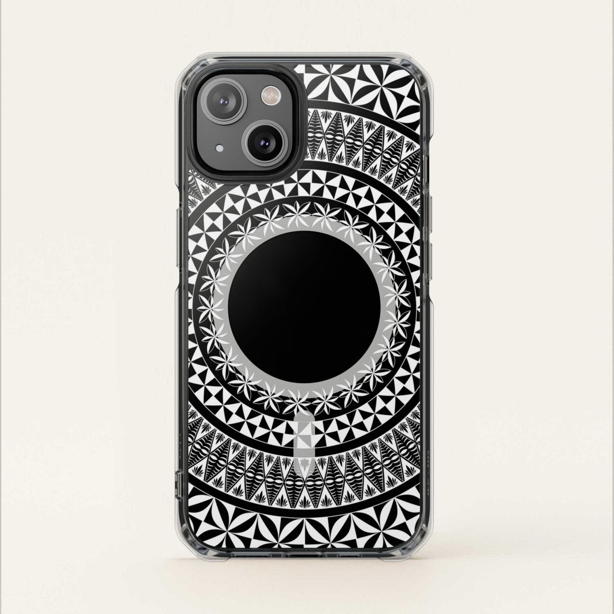 PasifikaOne MagSafe clear case for iPhone 16, Tongan design, transparent protective cover with MagSafe compatibility.