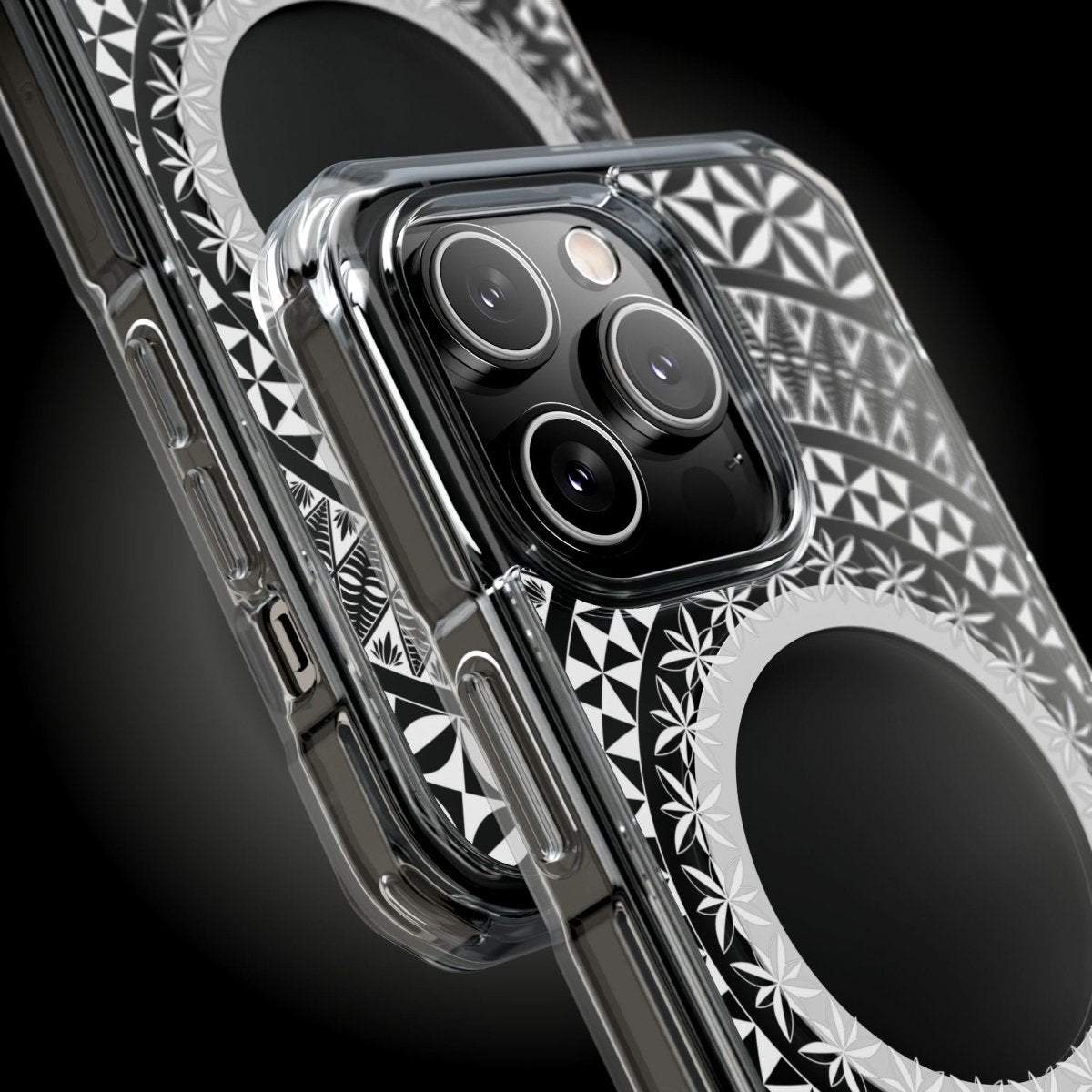 WOYC PasifikaOne MagSafe clear case for iPhone 16, featuring Tongan-inspired design, transparent protective cover for AU, NZ, and USA.