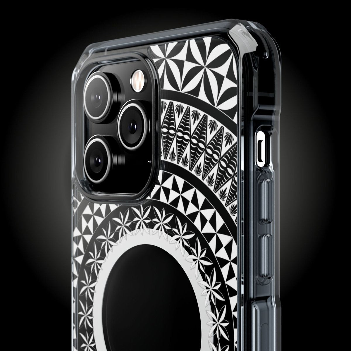WOYC PasifikaOne MagSafe clear case for iPhone 16, featuring Tongan design, transparent cover, compatible with AU, NZ, and USA regions.