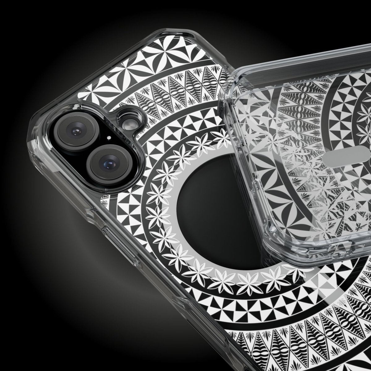 WOYC PasifikaOne MagSafe clear case for iPhone 16, featuring Tongan design, transparent protective cover for AU, NZ, and USA.
