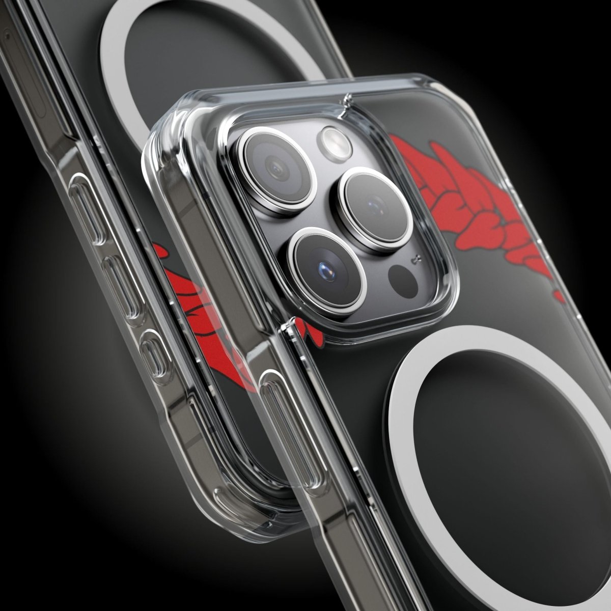 WOYC PasifikaOne MagSafe clear case for iPhone 16, featuring Ula Fala design, shows transparent protection with colorful Polynesian artwork.