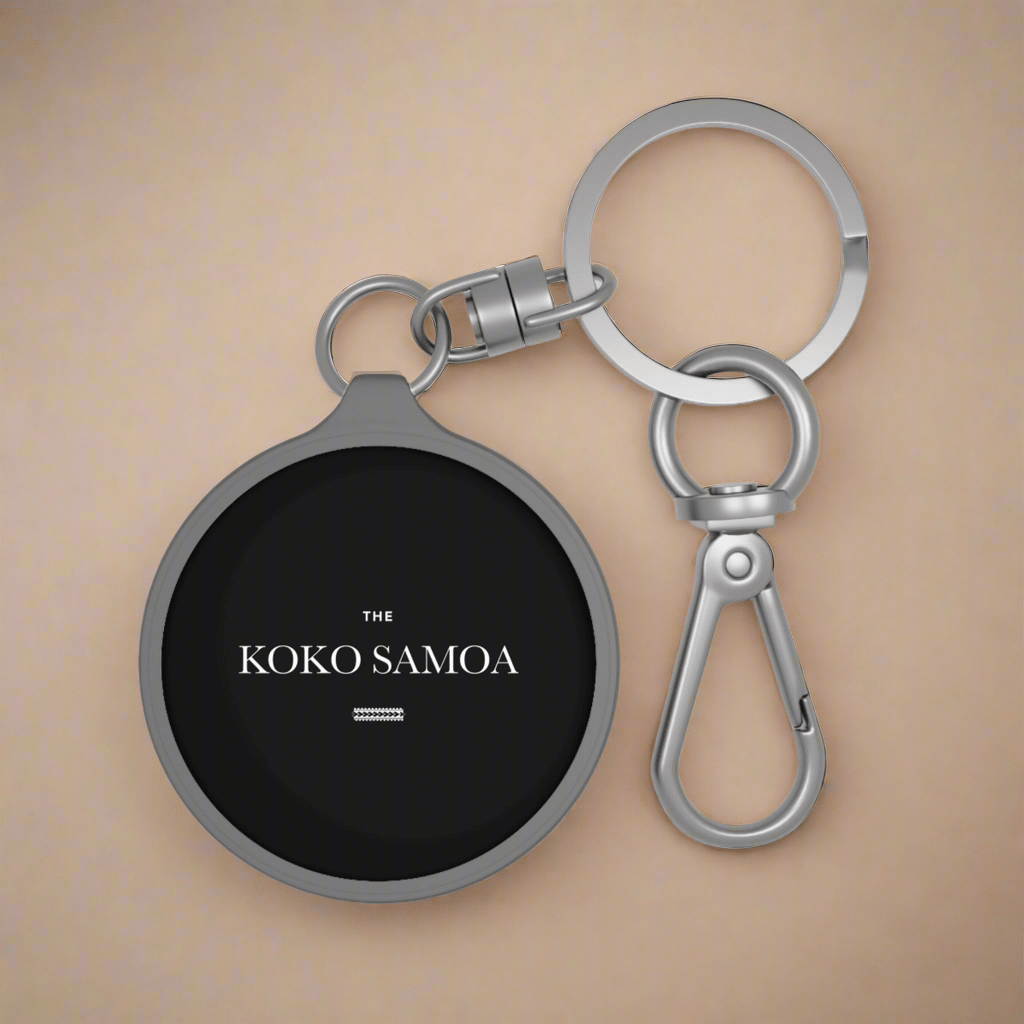 Gray WOYC The Brand Classic keyring tag featuring USA design, ideal for home decor or key organization.