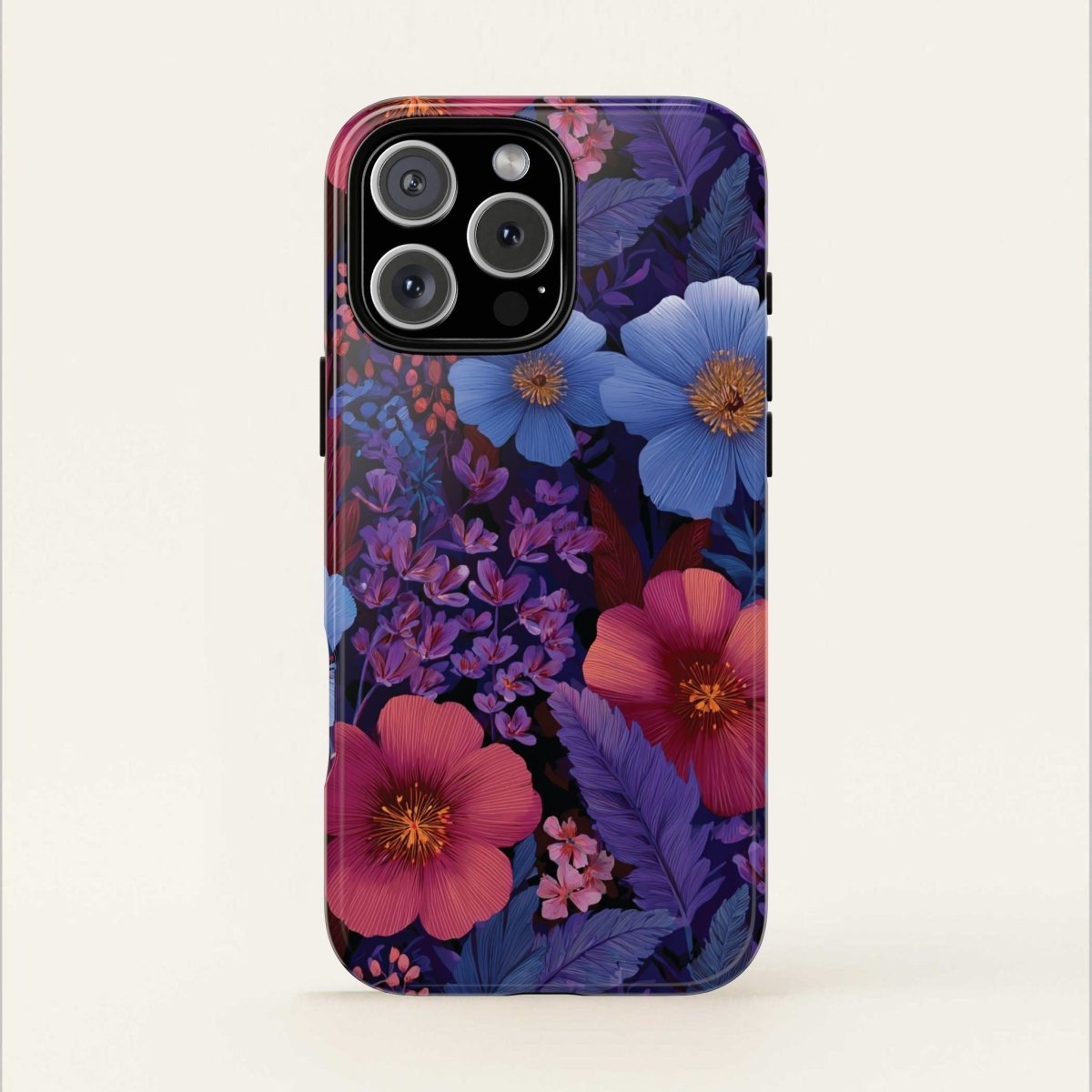 WOYC lavender tropics tough phone case for iPhone 17, glossy finish, durable protection, suitable for AU, NZ, and USA models.
