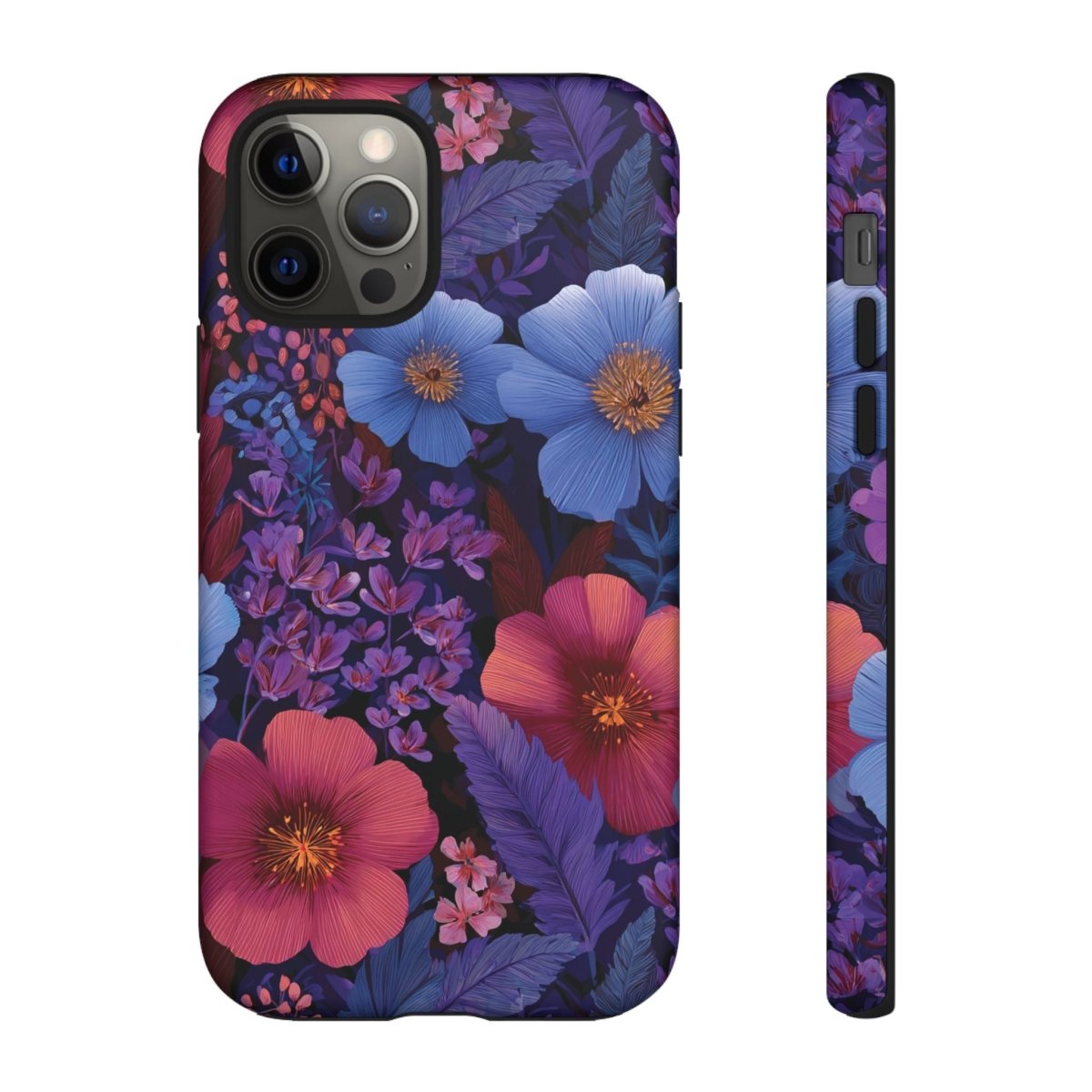 Lavender Tropics iPhone Tough Phone Case for iPhone 17, glossy finish, protective design in lavender and tropical pattern.