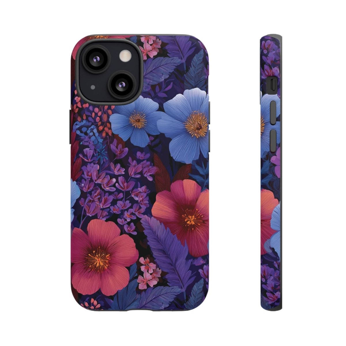 Lavender Tropics iPhone Tough Phone Case for iPhone 17, glossy finish, protective rugged design in vibrant purple and tropical pattern.