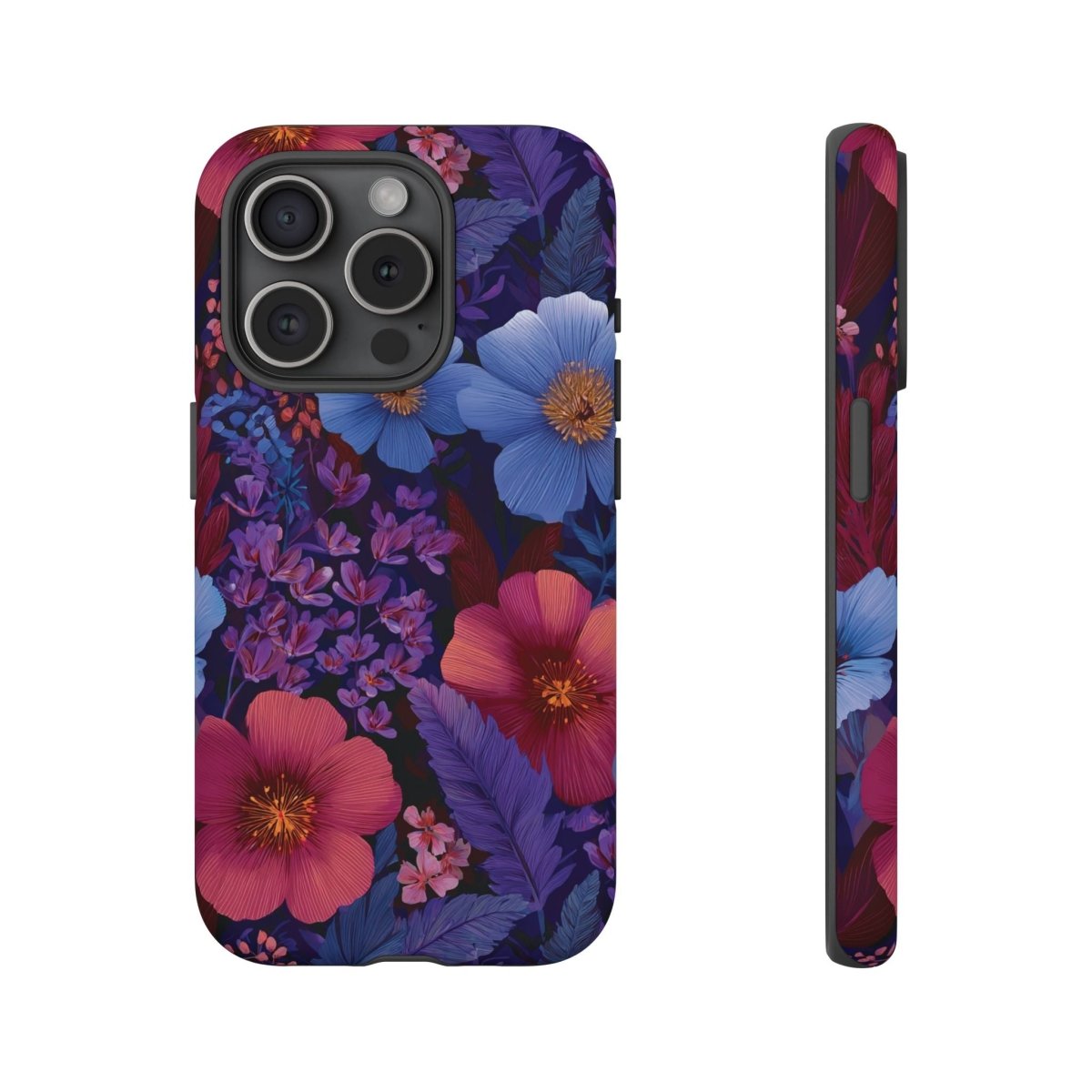 Lavender Tropics iPhone Tough Phone Case by Printify for iPhone 17, glossy finish, protective design in vibrant purple and tropical pattern.