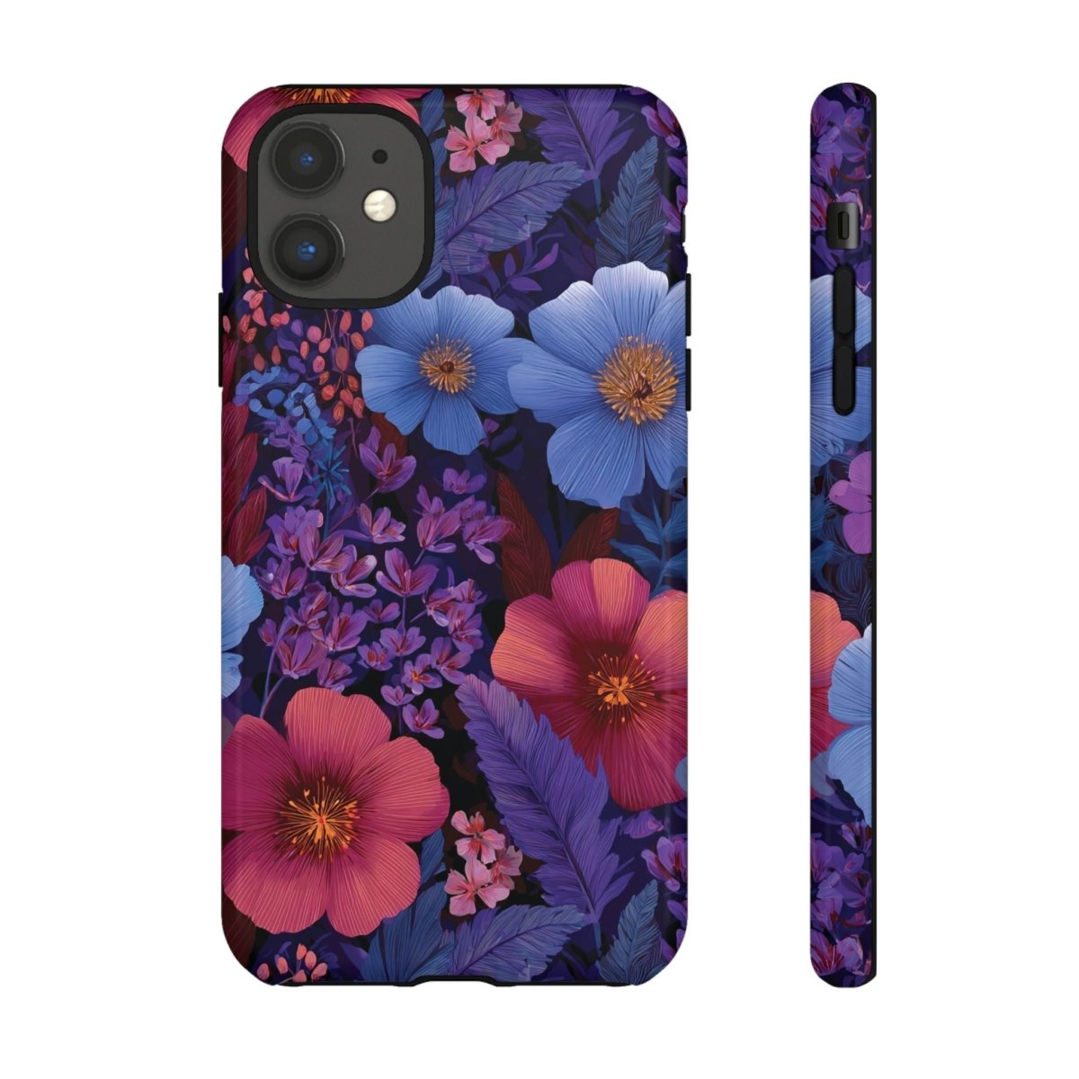 Lavender Tropics iPhone Tough Phone Case by Printify, glossy protective case for iPhone 17 with vibrant tropical design.