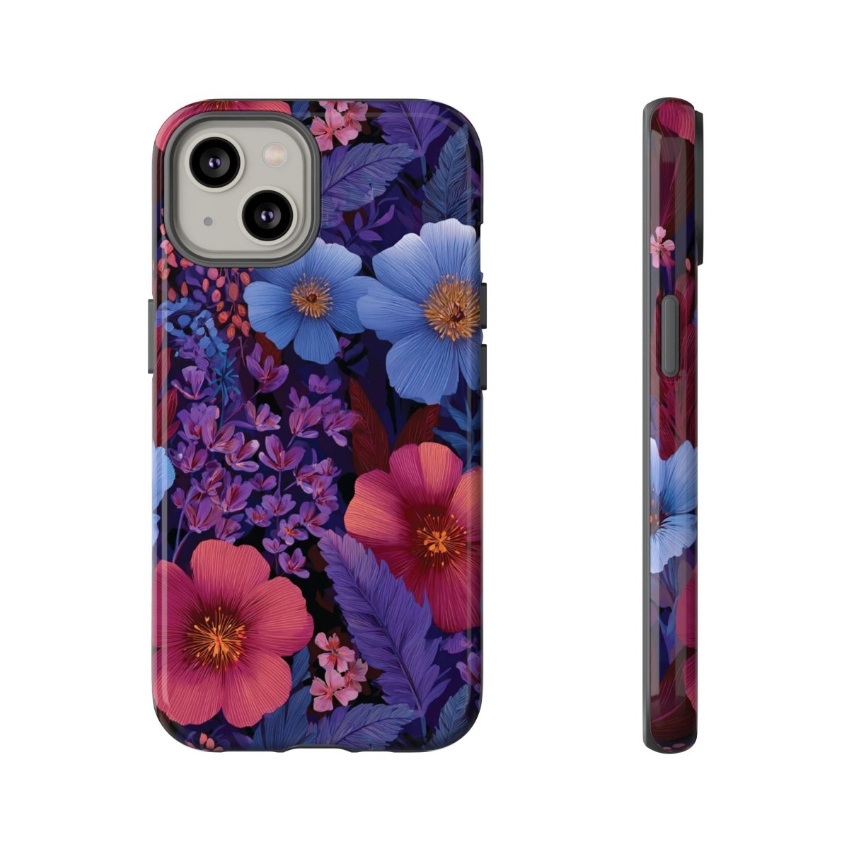 Lavender Tropics iPhone Tough Phone Case by Printify for iPhone 17, glossy finish, protective design, vibrant floral pattern.