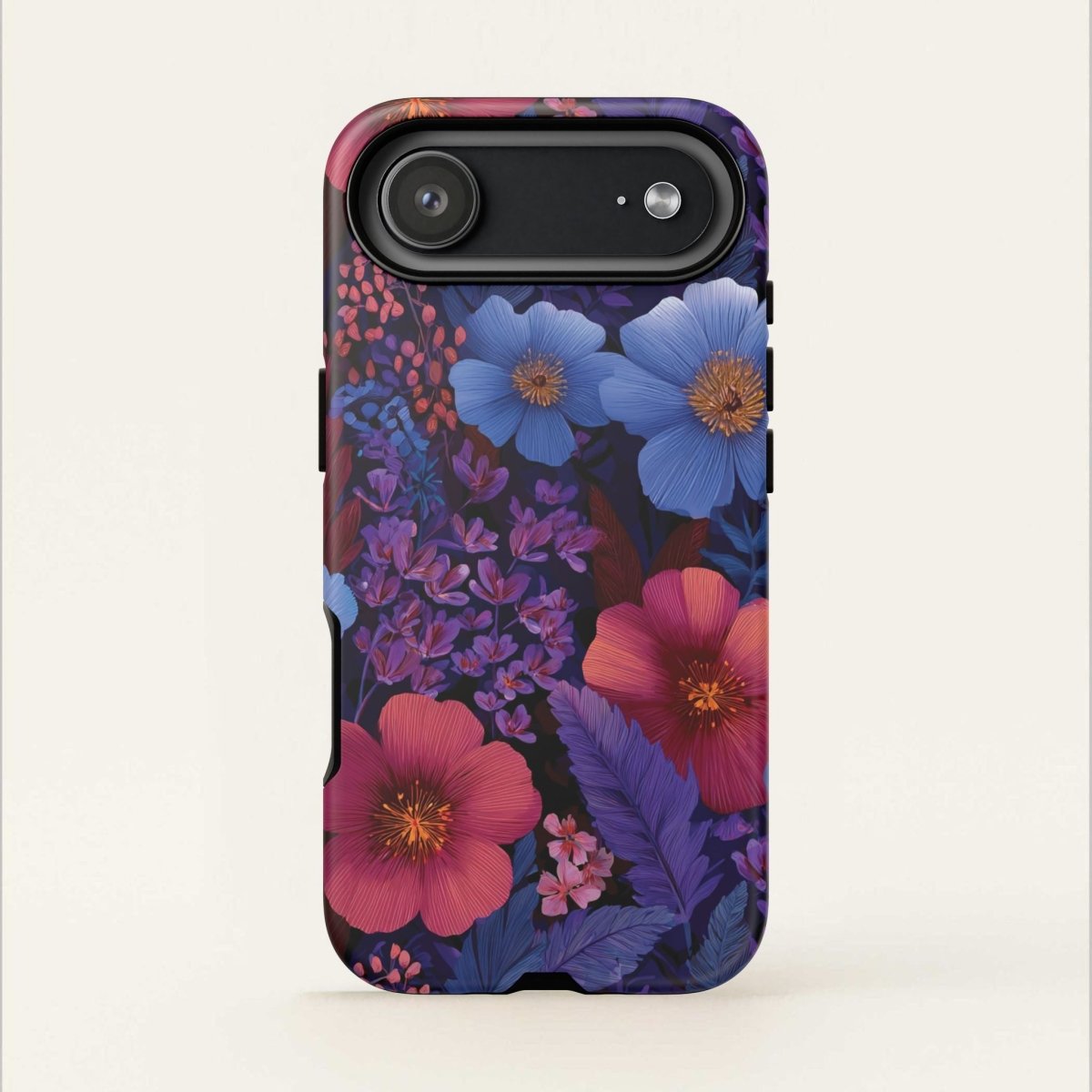 Lavender Tropics tough phone case for iPhone 17, glossy finish, durable protection, designed by Printify for AU, NZ, and USA.
