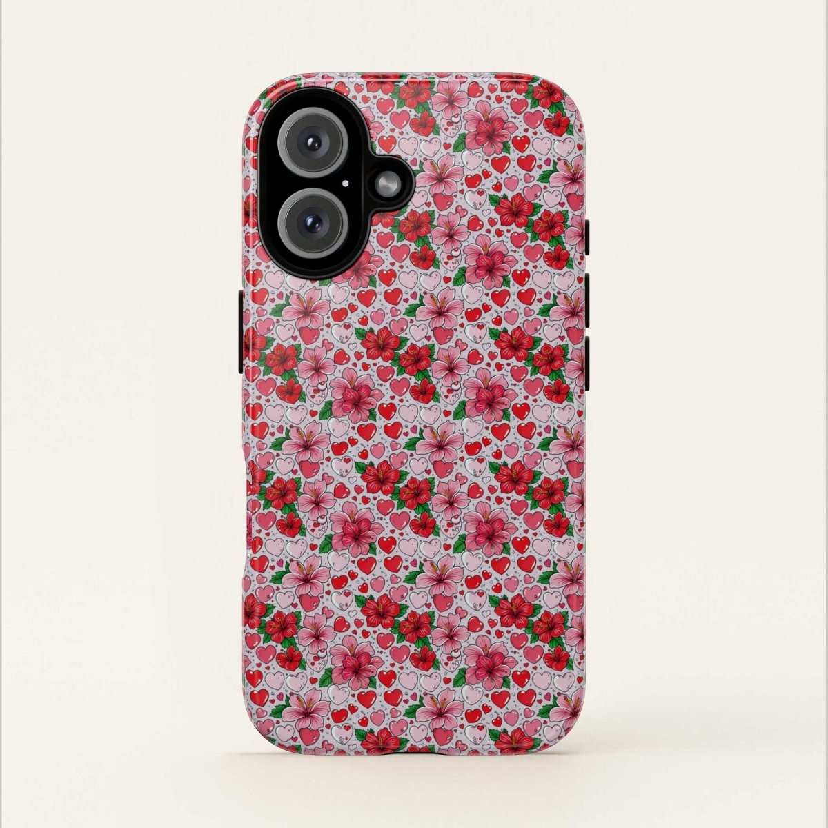 WOYC iPhone Tough Phone Case with Love & Aute design for iPhone 17, glossy finish, durable protective cover.