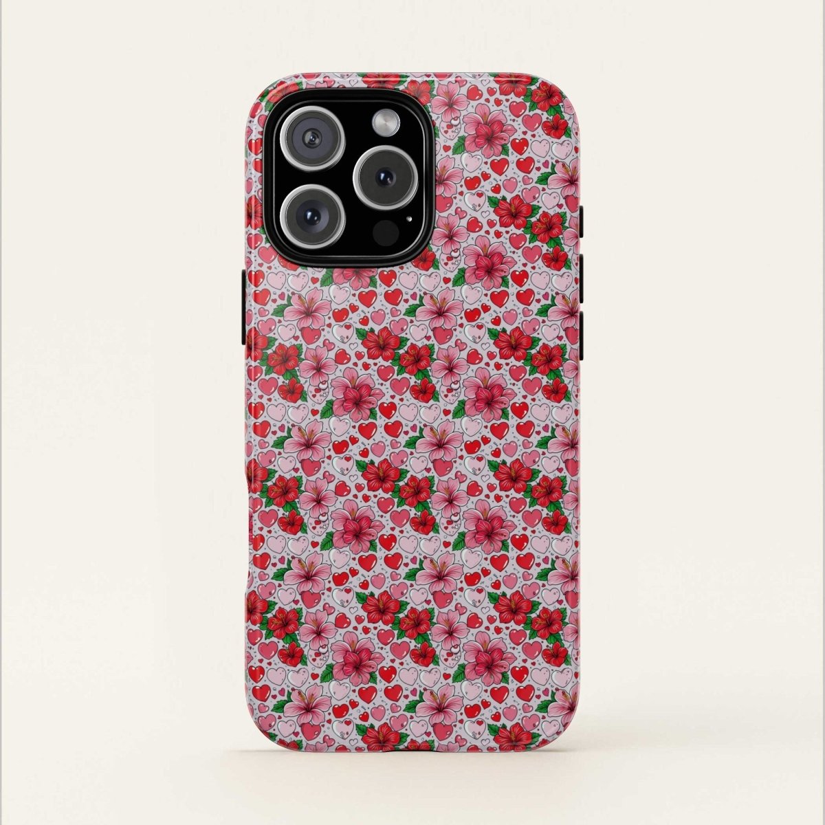 WOYC iPhone 17 tough phone case with glossy Love & Aute design, rugged protective case for AU/NZ/USA models