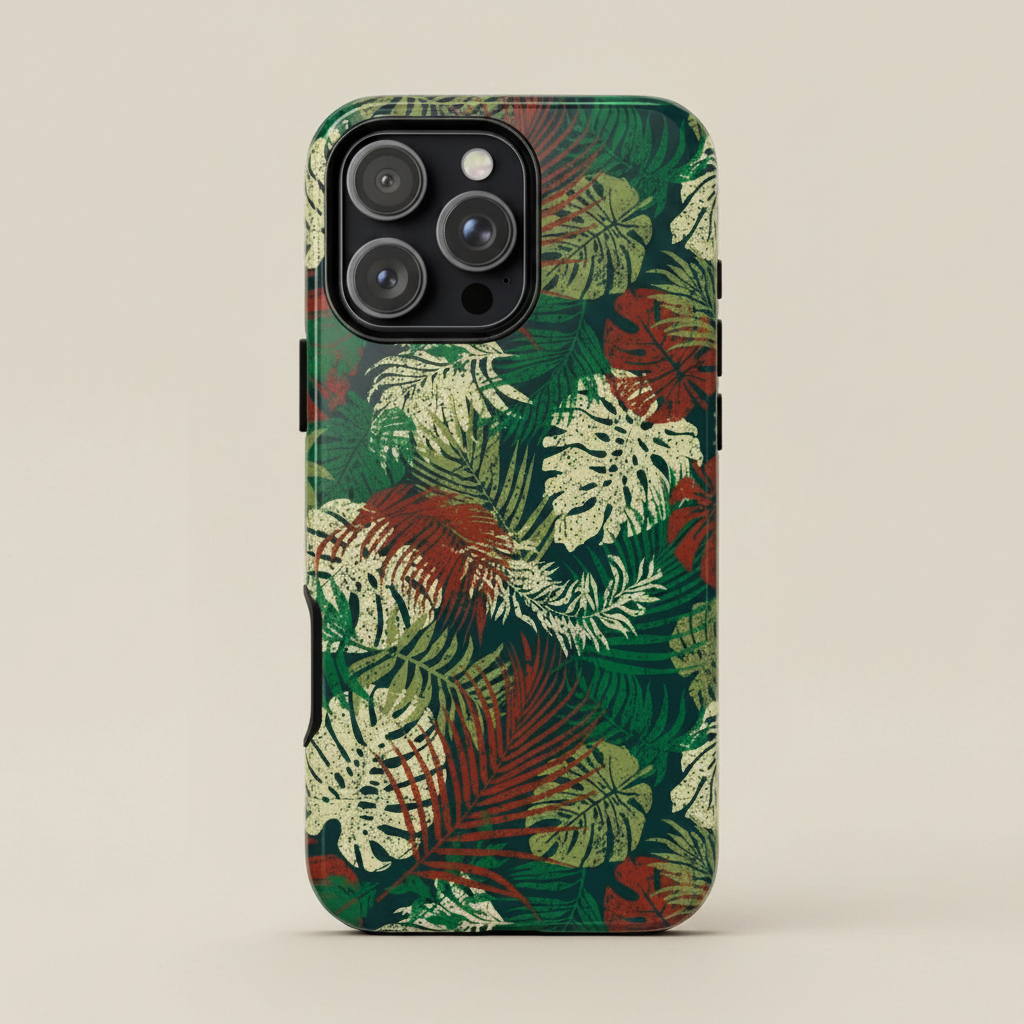 WOYC iPhone Tough Phone Case in Tafatafa Greens for iPhone 17, durable glossy protective cover for AU, NZ, and USA markets