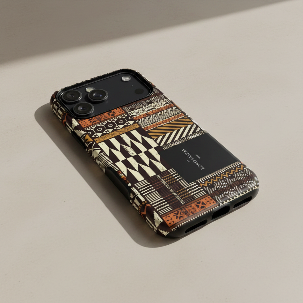 WOYC tough phone case for iPhone 17 with Apia Mosaic design, glossy finish, durable protective cover for AU, NZ, and USA.