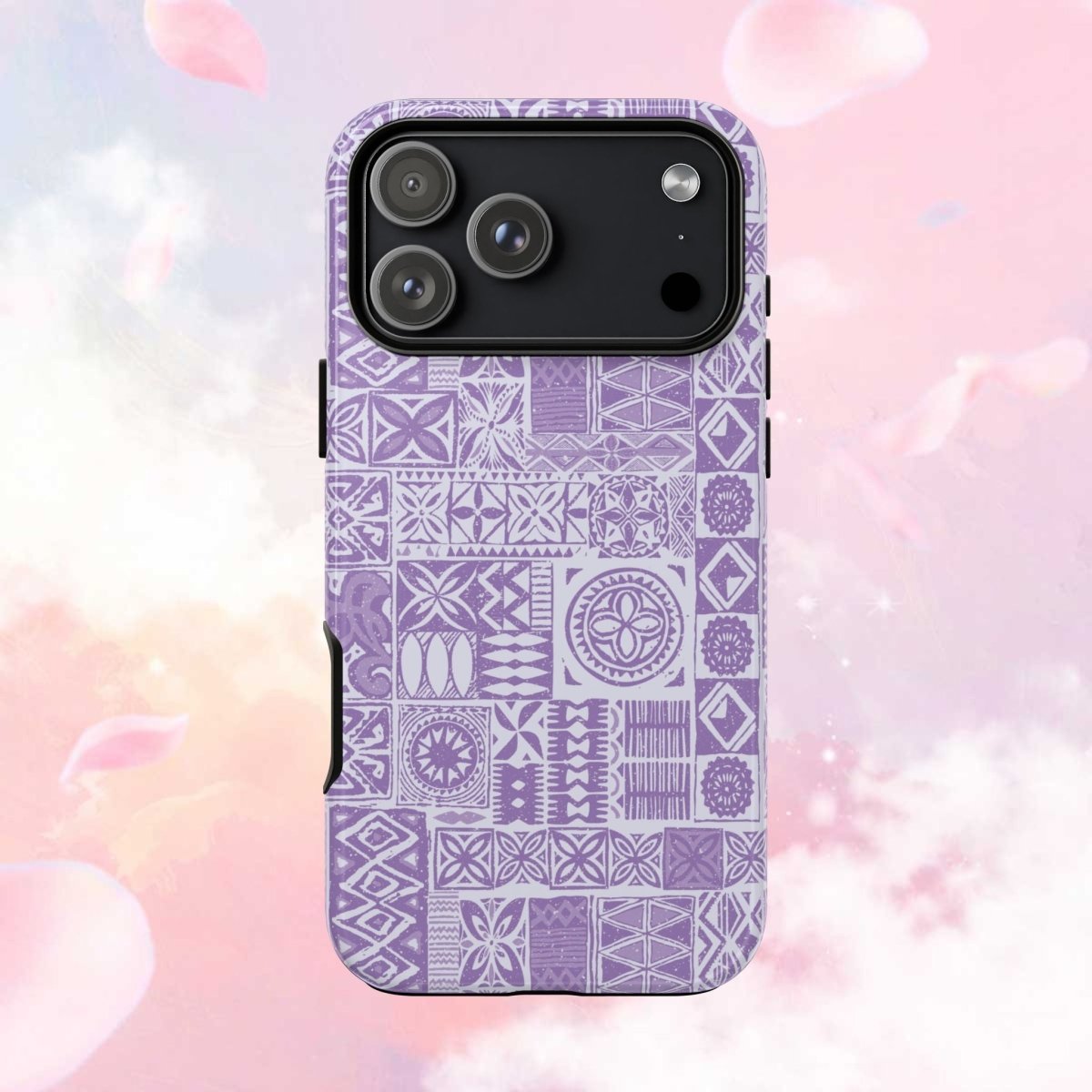 Lavender Elei tough phone case for iPhone 17 by Printify, glossy protective cover with vibrant lavender design.