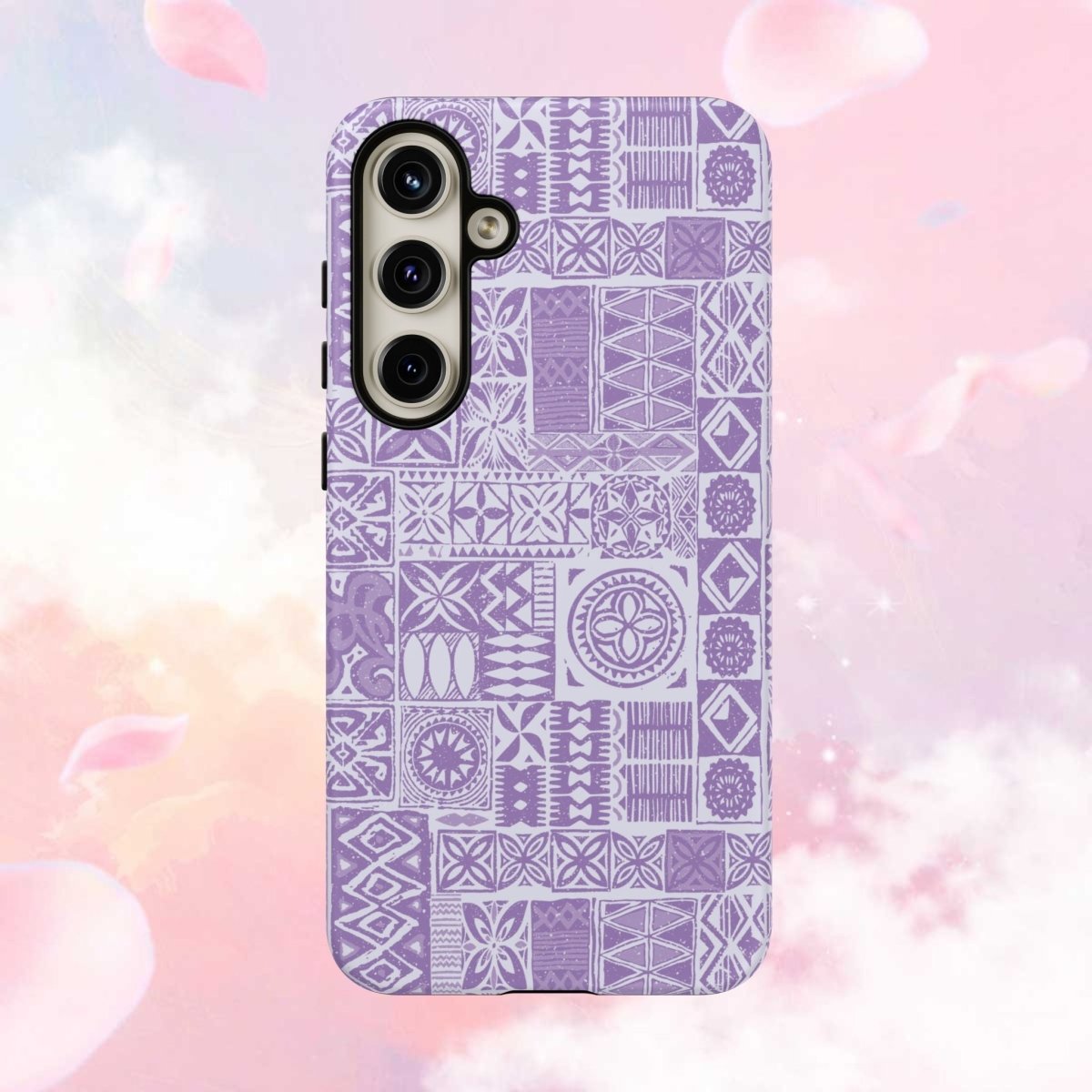 Lavender Elei tough phone case for iPhone 17, glossy finish, durable protection, designed by Printify for AU, NZ, and USA.