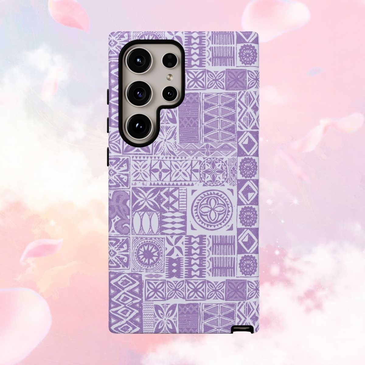 Lavender Elei tough phone case for iPhone 17, glossy finish, durable protective cover by Printify for AU, NZ, and USA.