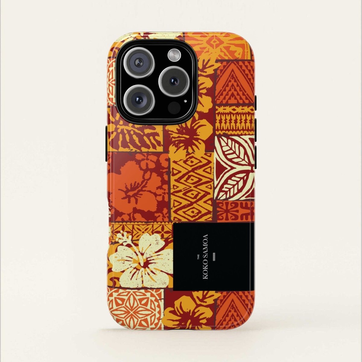 WOYC tough phone case for iPhone 17 featuring Sataoa Sunrise design, glossy finish, durable protection for AU, NZ, and USA regions.