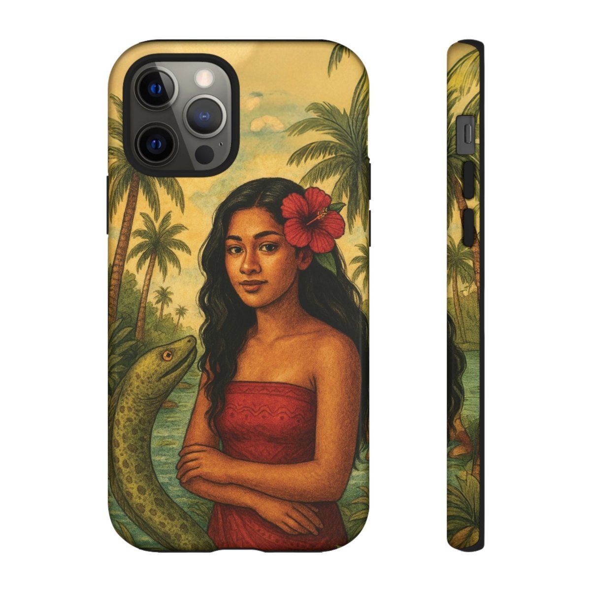 Glossy tough phone case for iPhone 17 featuring Sina & The Eel, durable protective cover for AU, NZ, and USA.