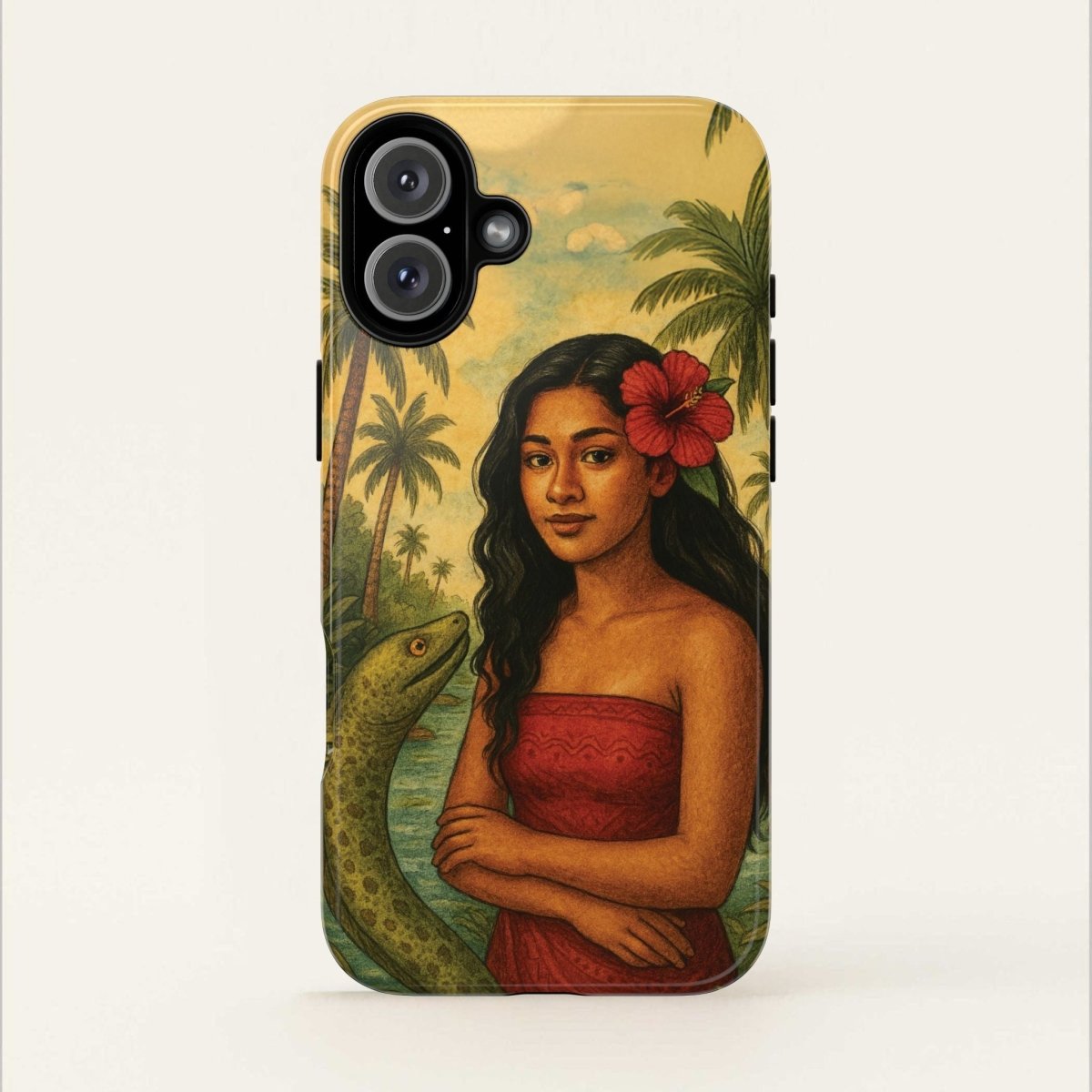 Glossy Tough Phone Case by WOYC featuring Sina & The Eel design for iPhone 17, durable protection for AU, NZ, and USA markets.