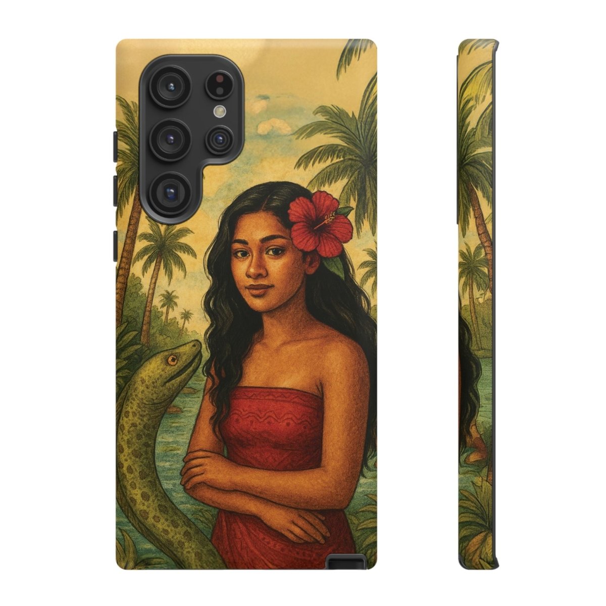 Glossy Tough Phone Case by WOYC featuring Sina & The Eel design for iPhone 17, durable protective phone case with vibrant artwork.