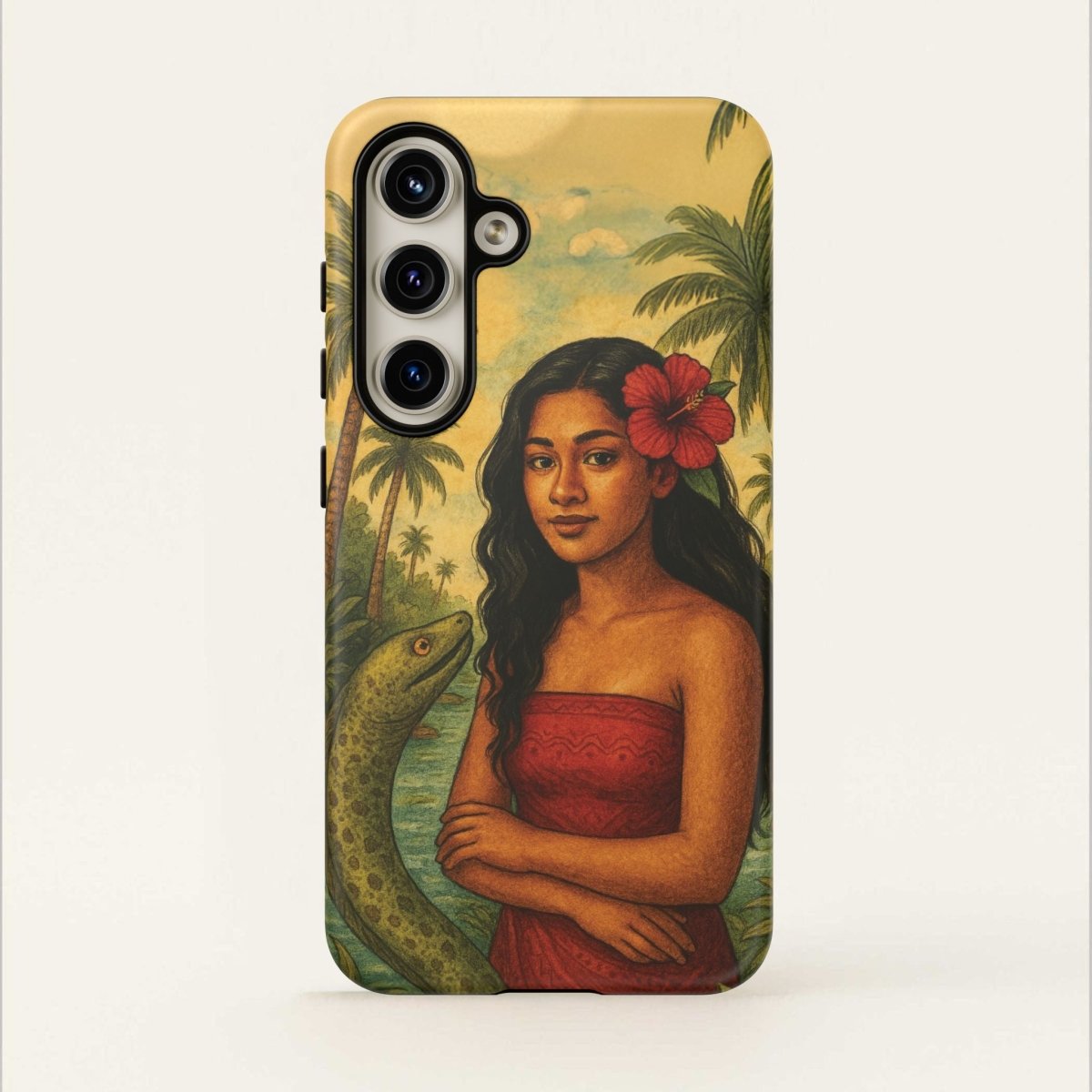 Glossy Tough Phone Case for iPhone 17 by WOYC featuring Sina & The Eel design, offers durable protection.