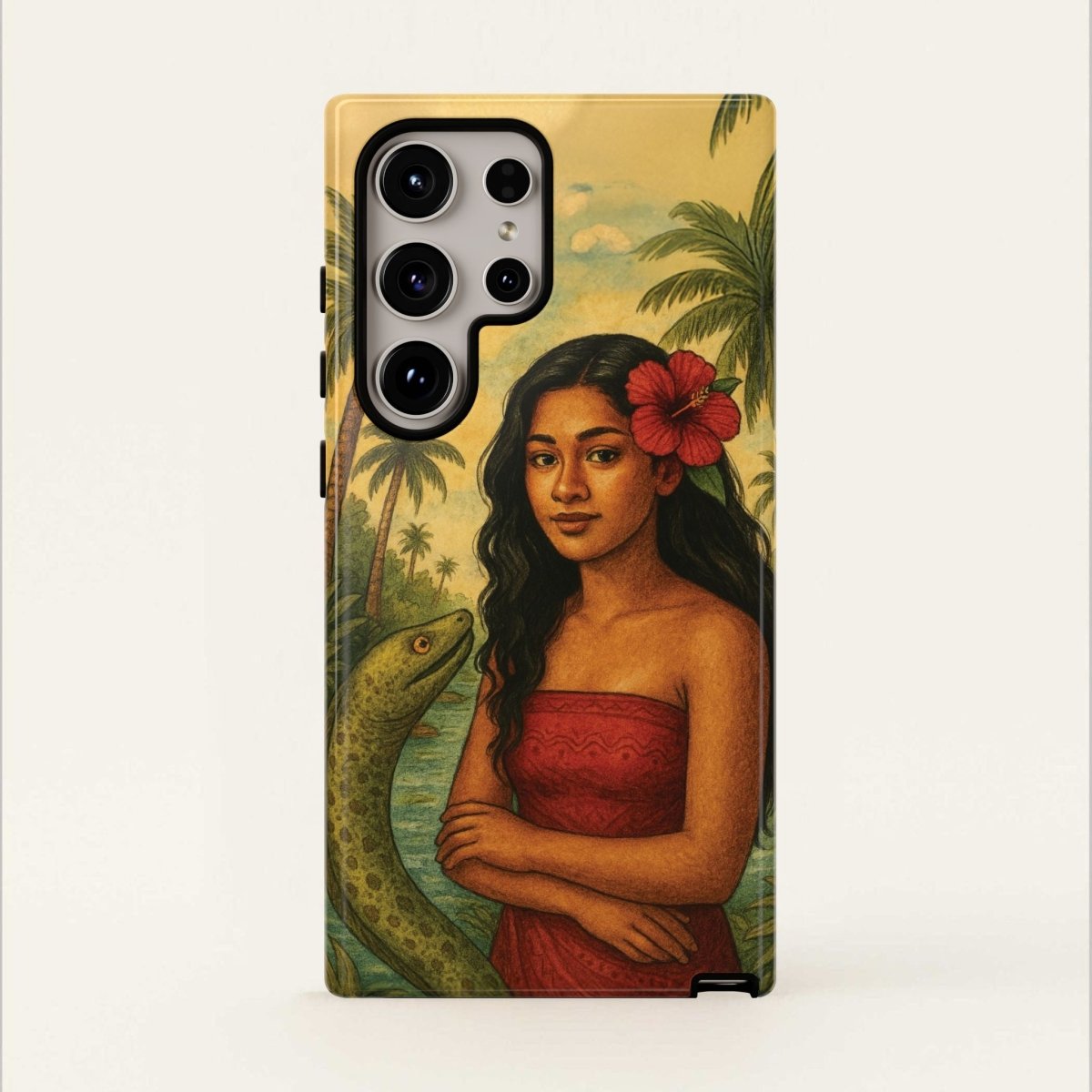 Glossy tough phone case by WOYC featuring Sina & The Eel design for iPhone 17, durable protective cover for AU, NZ, and USA markets.