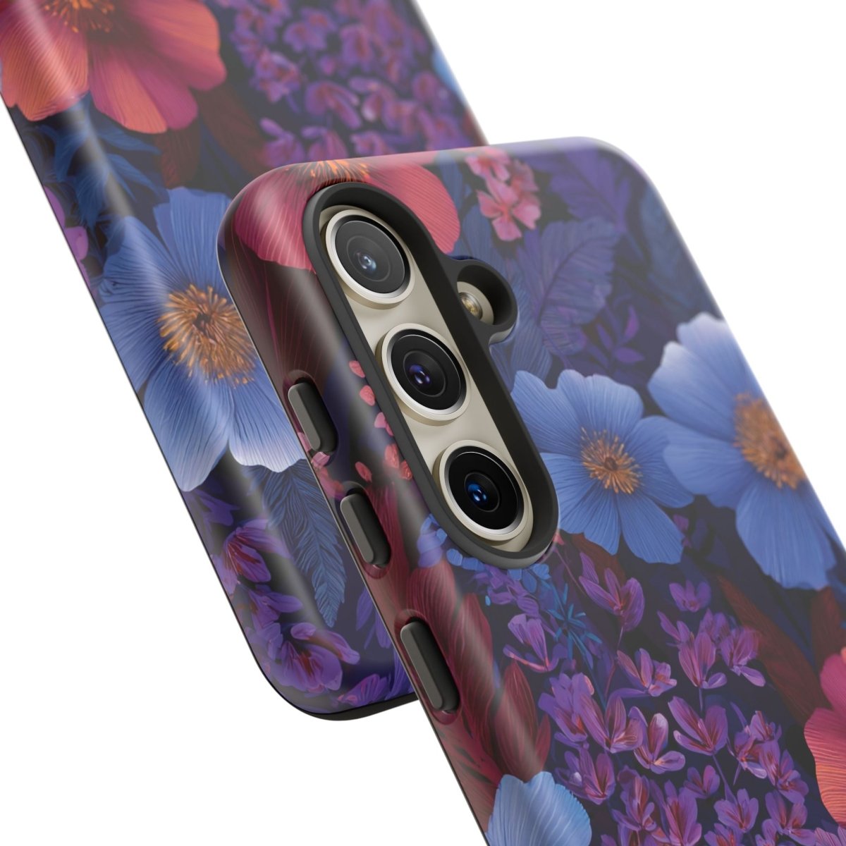 Samsung Galaxy S25 tough phone case by WOYC in Lavender Tropics design, glossy finish, durable protection for AU/NZ/USA regions.