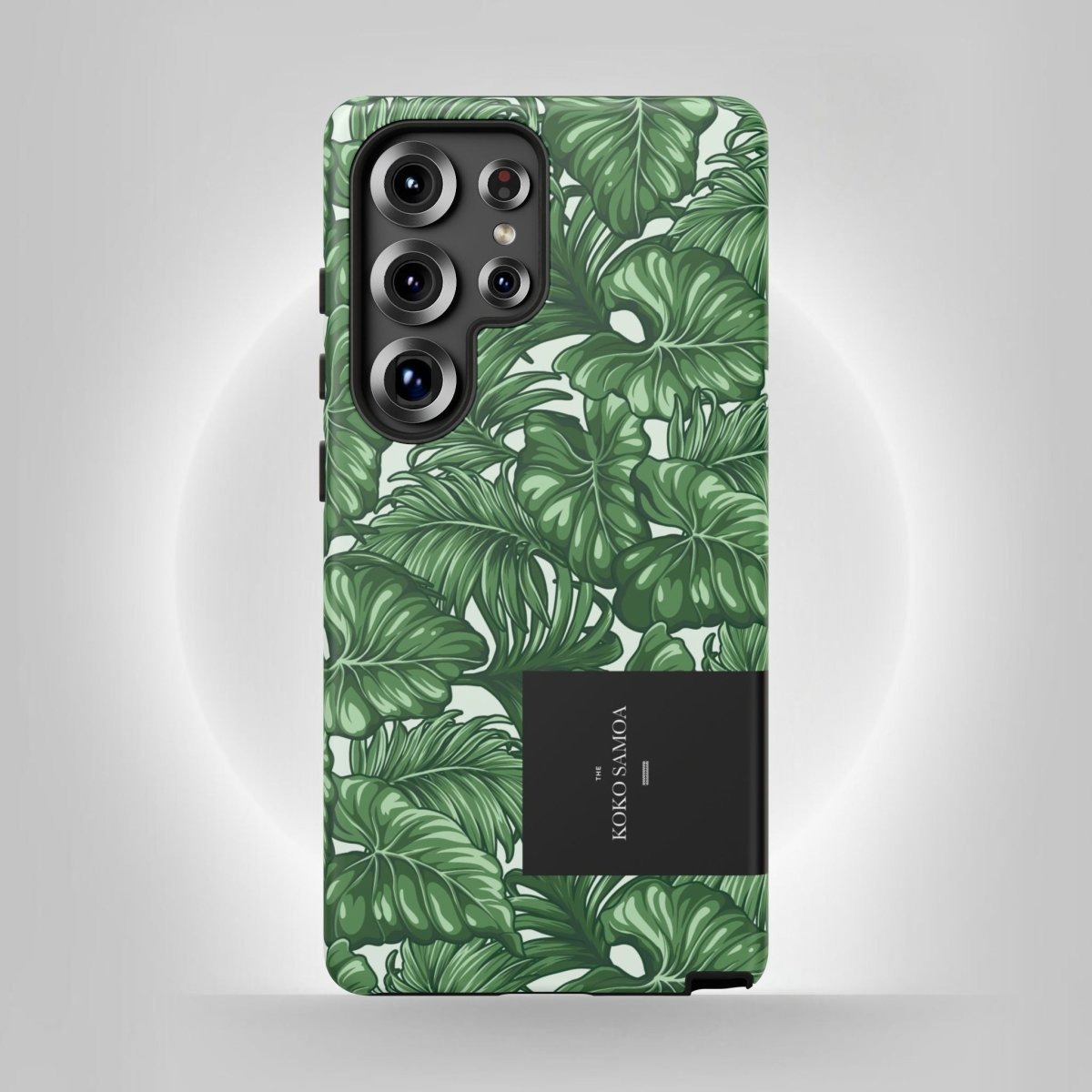 Samsung Galaxy S25 tough phone case by WOYC, glossy Saoluafata Canopy design, durable protection for AU, NZ, and USA.