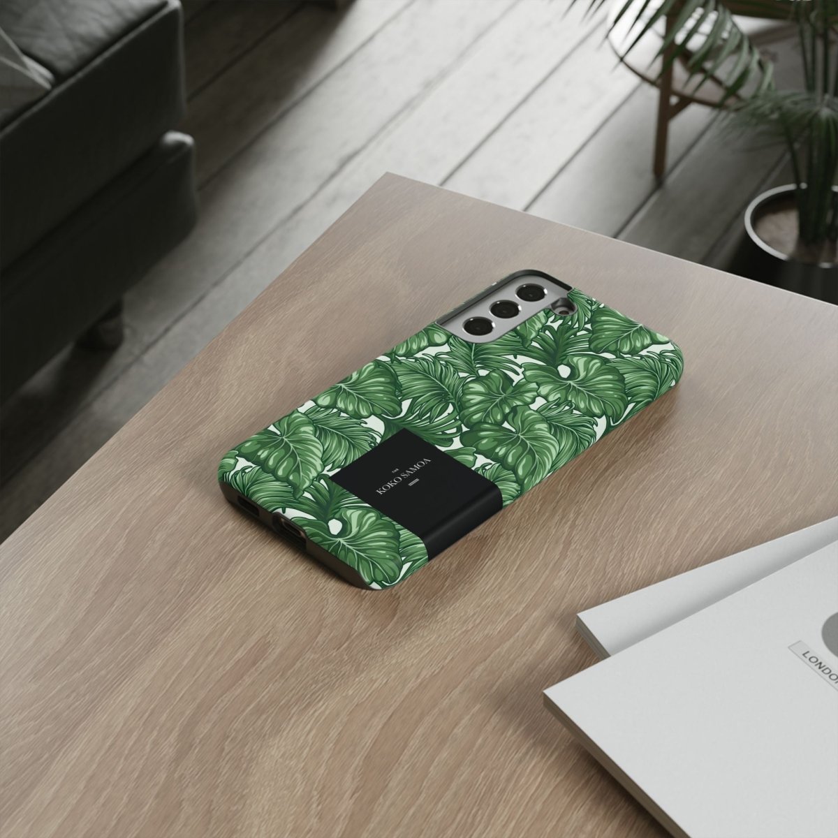 Samsung Galaxy S25 tough phone case by WOYC, glossy Saoluafata Canopy design, rugged protective cover for AU, NZ, and USA markets.