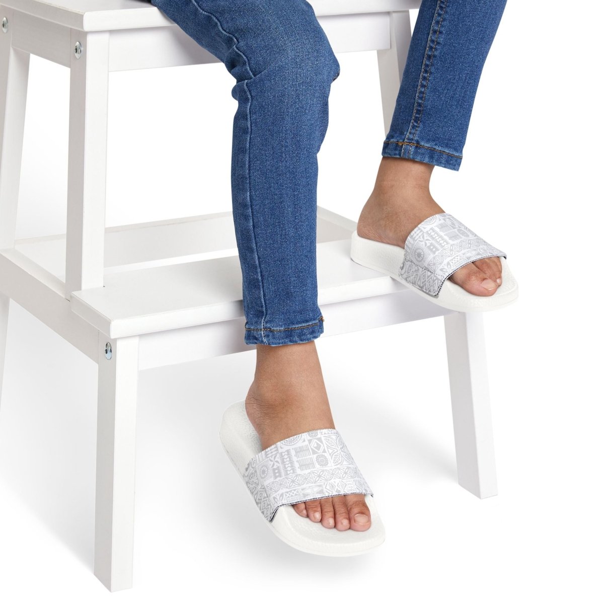Youth Slide Sandals - White Sunday - The Koko Samoa